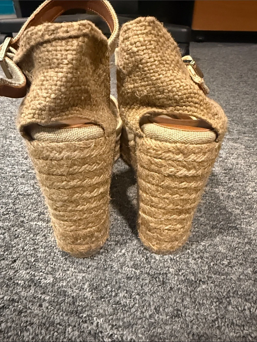 Castaner Womens Tan Espadrille Wedge Sandals with Ankle Strap size 38